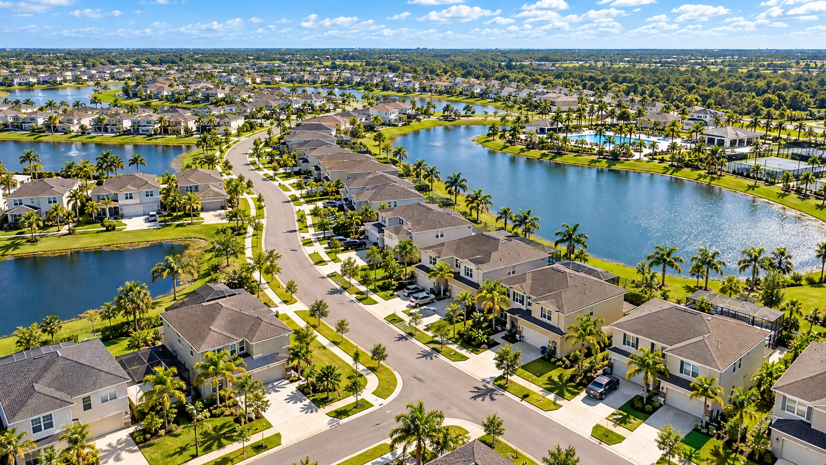 Aerial view of a Florida neighborhood loop